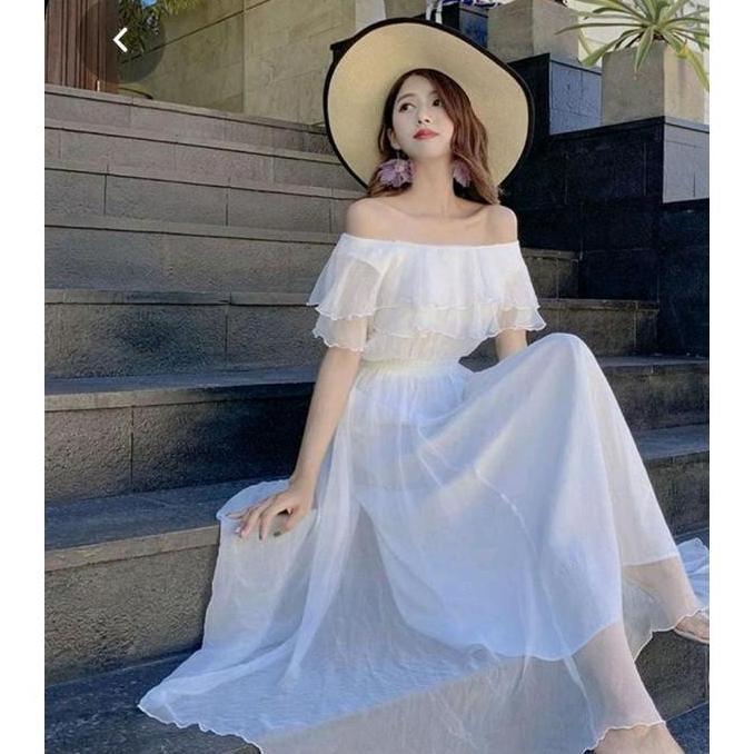 Mbgx- 4202-D0356 Juliet Korean Long Dres Miranda Sabrina Dres-Chiffon Import -Gaun Pesta Pantai Prew