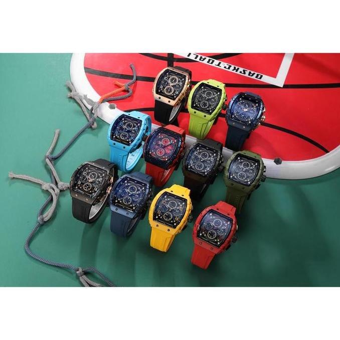 Evans Jayden Jam Tangan Pria 9554-2 Rubber Kaca Sapphire Chronograph Water Resistant 5ATM terlaris