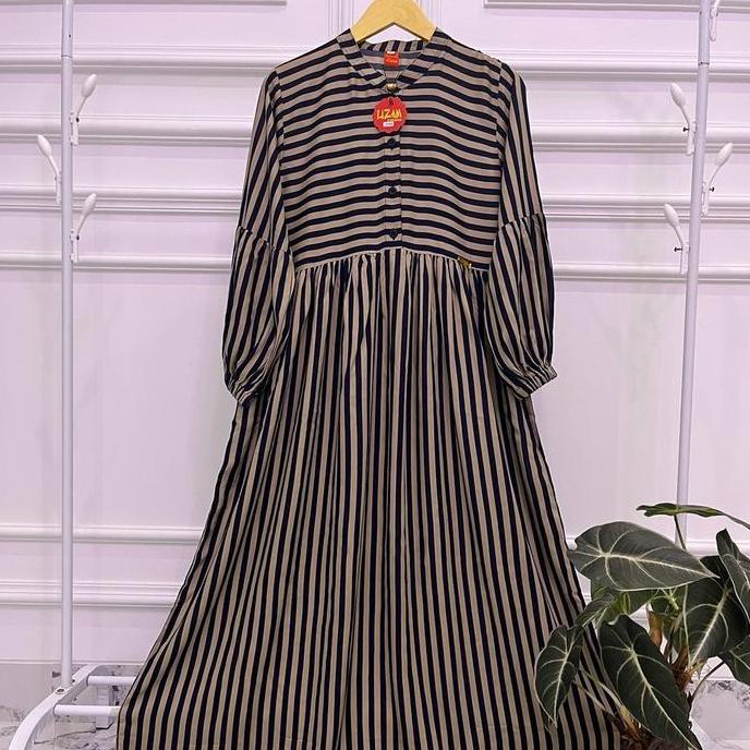 Gamis Lizam Kekinian Motif Terbaru Bahan Rayon Motif Salur