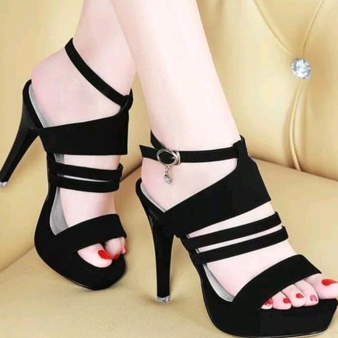 Flash Sale Sepatu Wanita Terbaru High Heels Kamala | Sandal Heels 7 Cm Hitam Elizabeth Shoes
