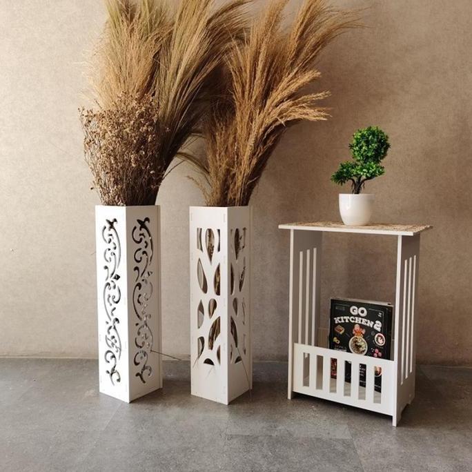 NORDIC Vas Bunga Lantai Tinggi Pot Kembang Guci Daun Kering Vase Kayu LZ