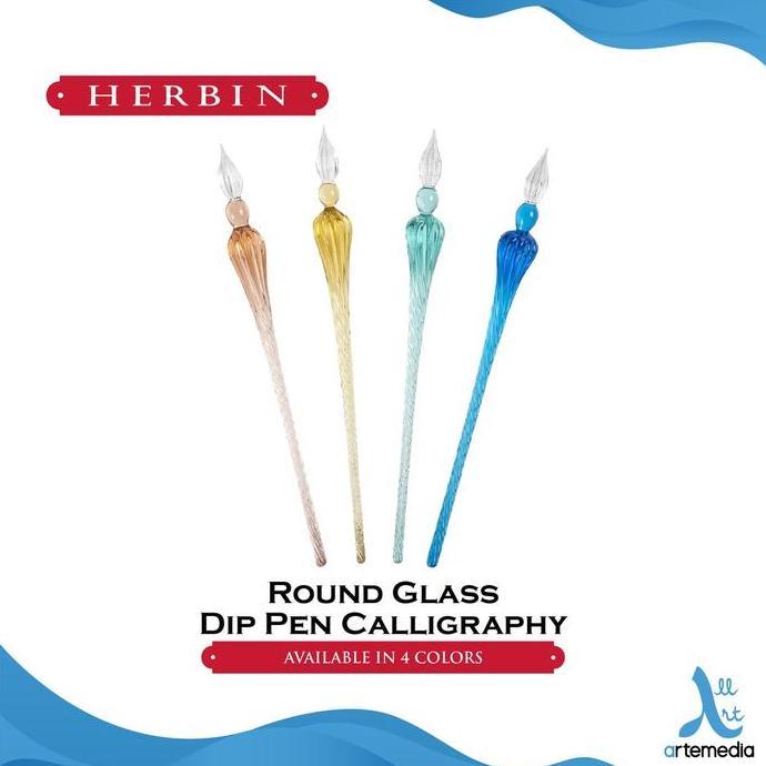 TERBARU - Herbin Round Glass Dip Pen Calligraphy
