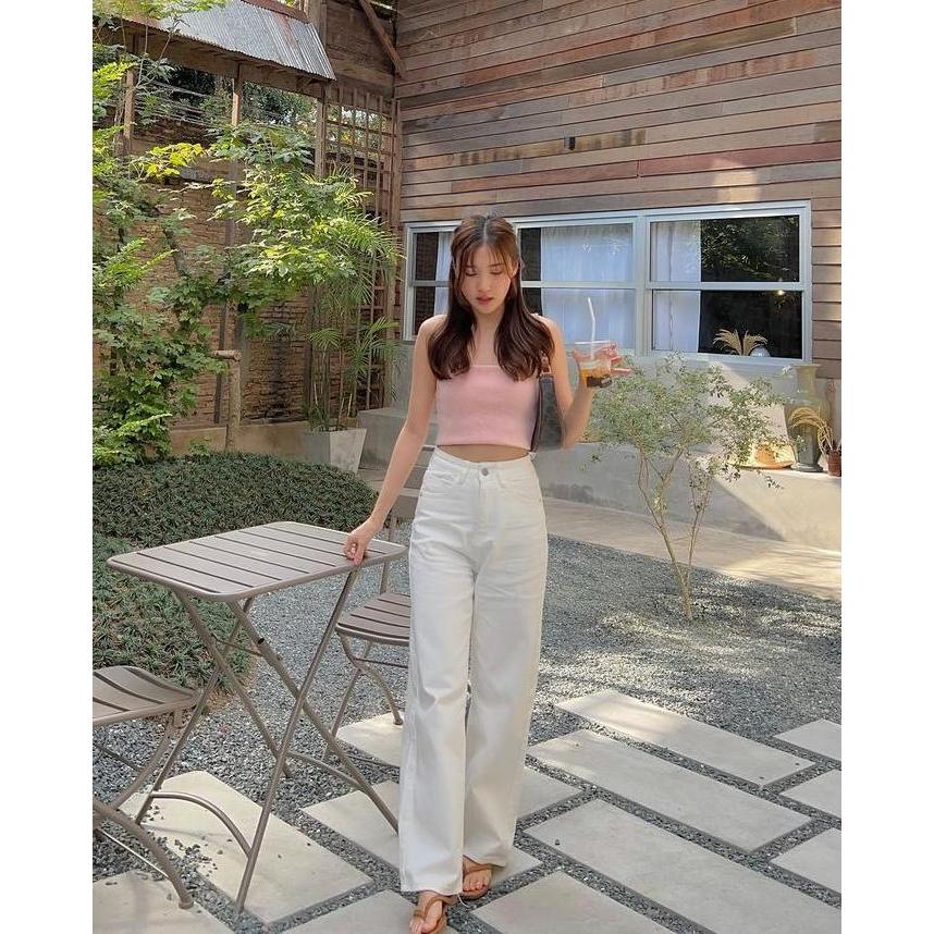 Berkualitas Kulot Jeans Wanita Loose Putih- Celana Jeans Wanita Kekinian