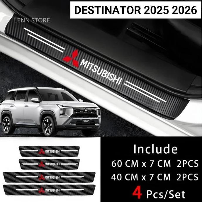 Promo 4Pcs Stiker Pelindung Sill Plate Pintu Mobil MITSUBISHI DESTINATOR 2025 2026 Diskon