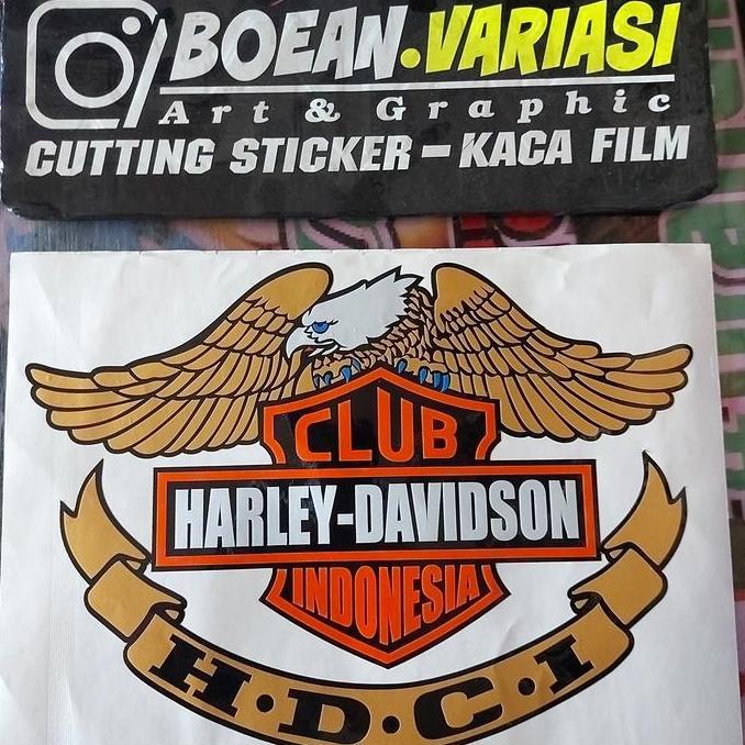 Cutting sticker harley davidson wing harley davidson kaca body mobil