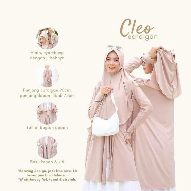 Jilbab Instan 2in1 Hijab Bergo Khimar Jersey dengan Cardan Outer Muslimah Modis Nyaman & Praktis