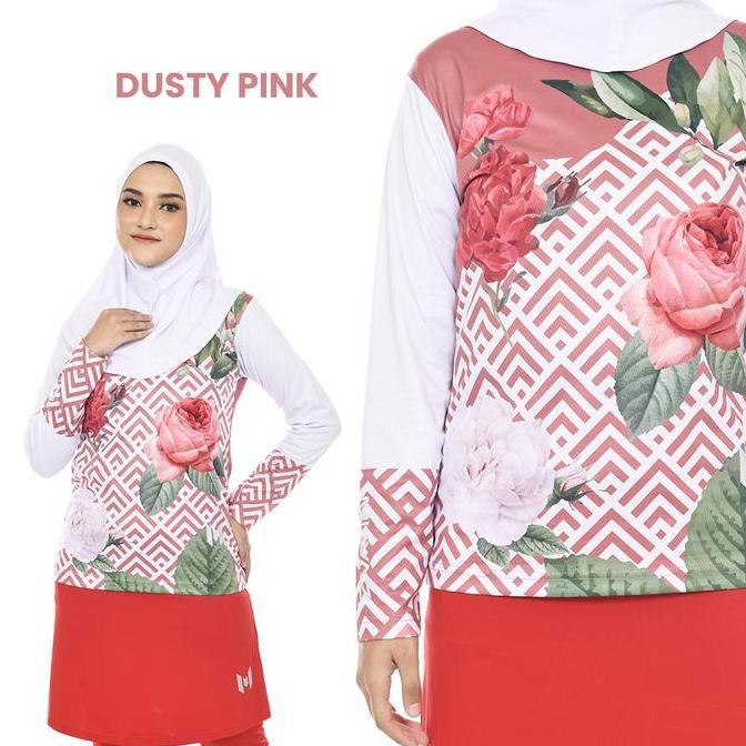 Muvaz Mylea - Kaos Olahraga Muslimah Dryfit Motif Bunga Mawar