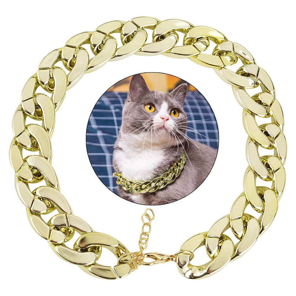 Pet Dog Cat Hip Hop Plating Kerah Plastik Kalung Bulldog Prancis Kerah Rantai Kucing Anjing Kecil Ta