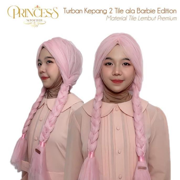 Princess Nonnetedy - Turban Tile Kepang 2 Instan Karakter Barbie Edition - Hijab Pesta / Kondangan /
