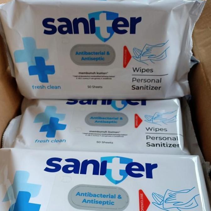 Bisakirim- Saniter Antiseptic&Antibacterial Wipes 50 Sheet/Tissue Basah Saniter 50S