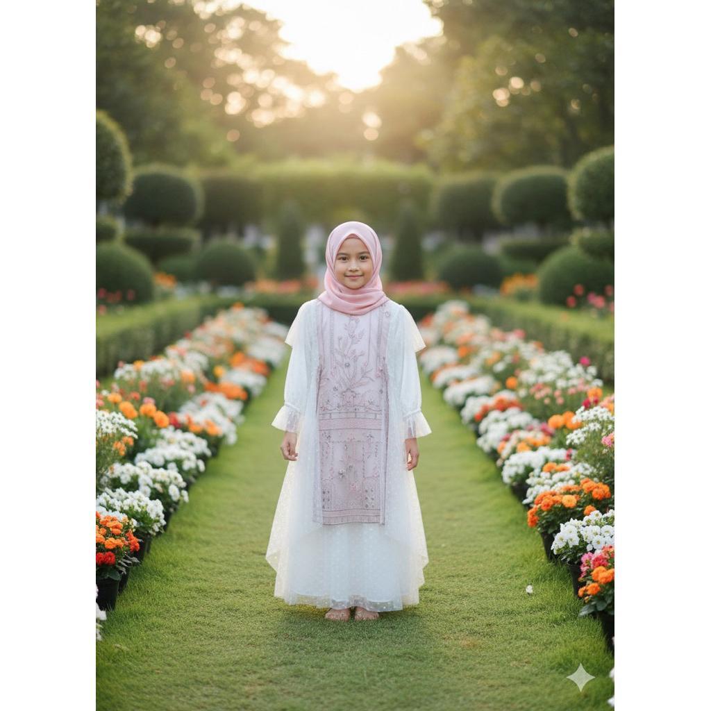 Gamis Anak Pesta Kondangan Lebaran Bahan Tile Bordir