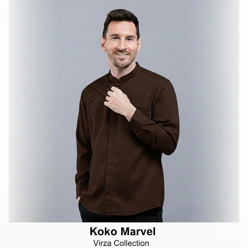 BEST SALE Koko Pria Lengan Panjang Dewasa Mahogany Toyobo Premium Motif Marvel