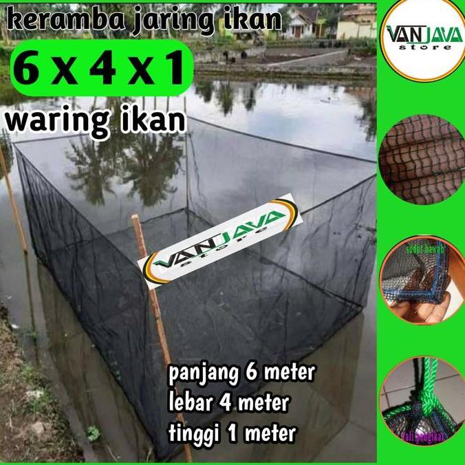 Keramba ikan jaring kotak ikan nila lele 6x4x1 jaring karamba apung