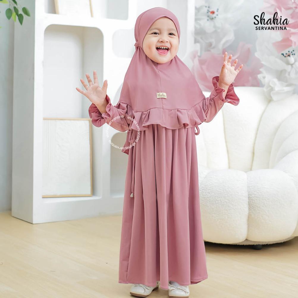 EXCLUSIVE SHAHIA SERVANTINA - [SATU SET JILBAB] ZIVANA SET DRESS GAMIS ANAK PEREMPUAN
