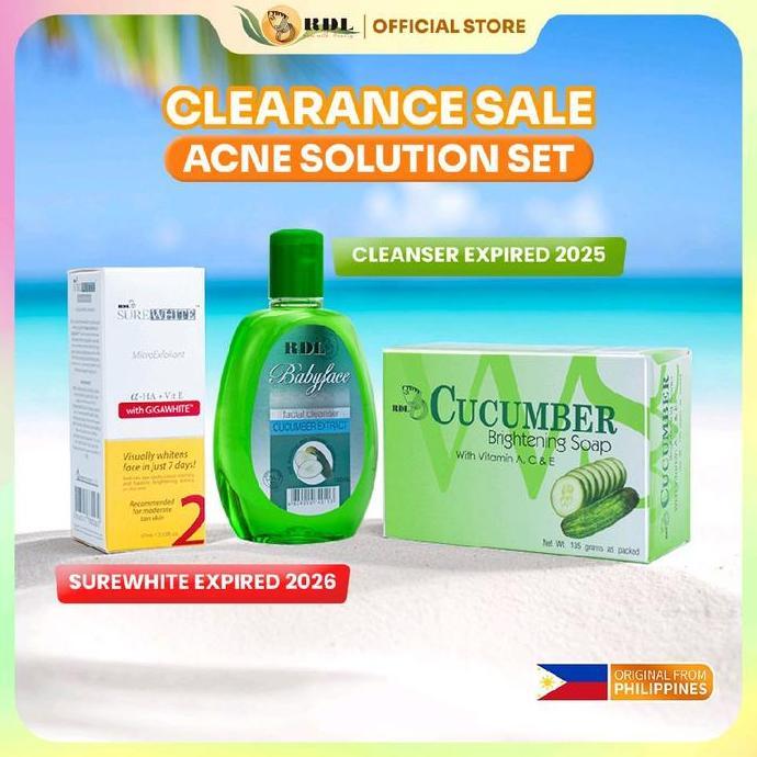 Sale Rdl - Clearance Sale (Acne Solution) Moisturizer Brightening Soap Toner Surewhite 2 And Sunbloc