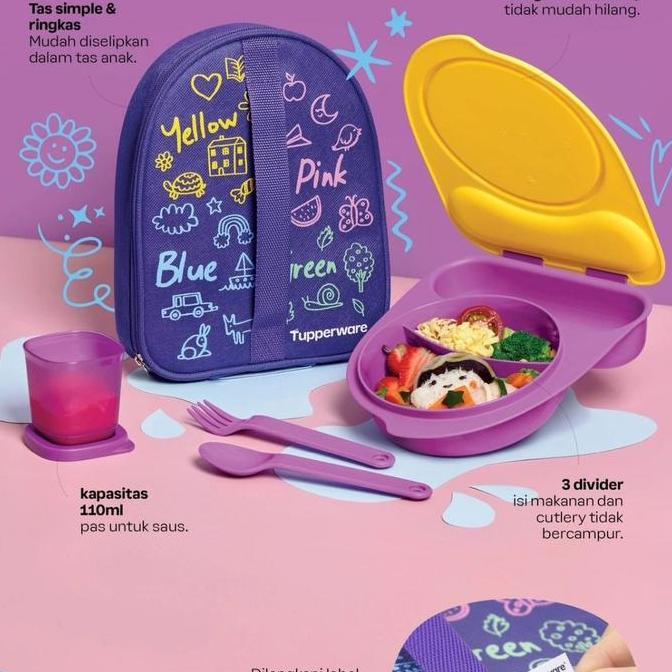 kiddos lunch box lunch set tupperware seri colours lunch box anak TK SD