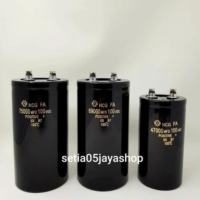 capasitor kapasitor elco elko 47000uf 69000uf 75000uf 100v HCG ORIGINA DISKON