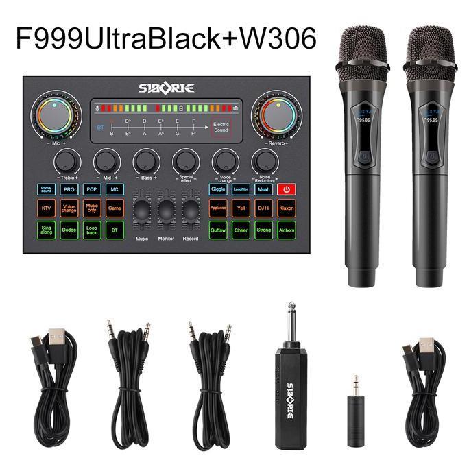 GonewCODSoundcard F999+W306 Two Wireless Microphone Full set of equipment Audio USB Mixer Bluetooth 