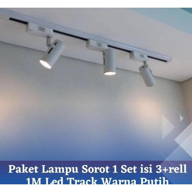 Paket 1 Set isi 3 Lampu Rell Track Light Sorot LED Spotlight Spot 1M