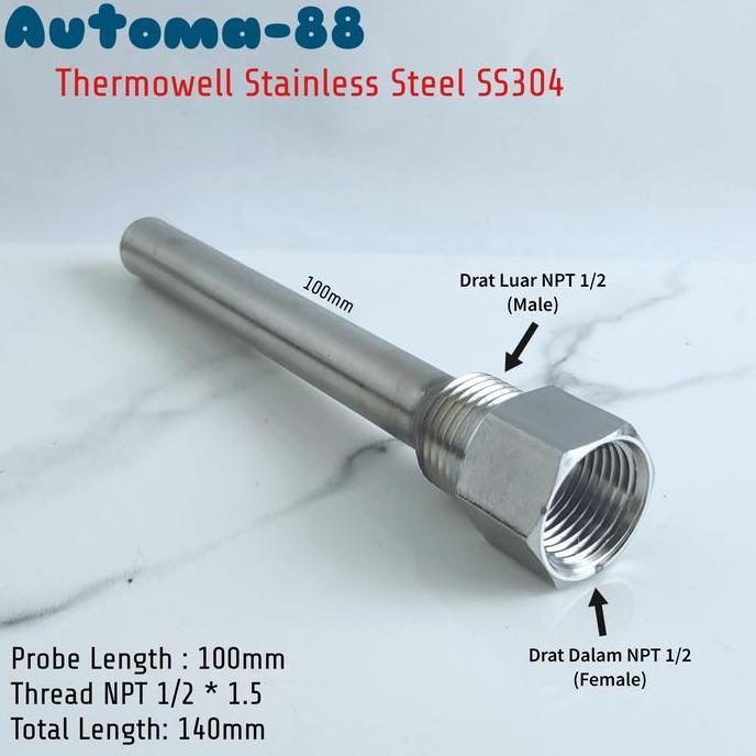Whynot- Thermowell 1/2 Inch Npt Stainless Steel Pelindung Temperature Sensor