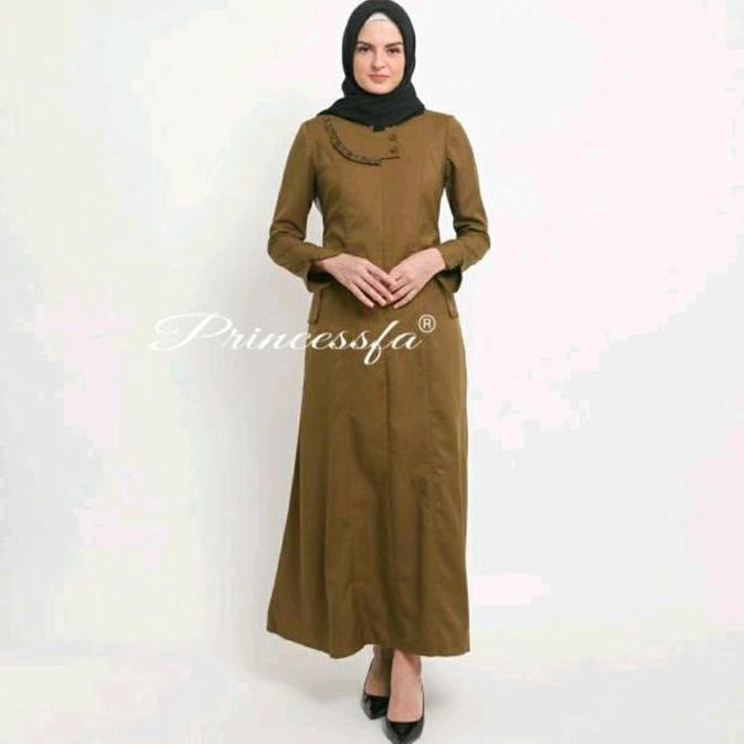 Gamis Coklat Tua Wanita/ Gamis Kerja Wanita Coklat Tua/ Gamis Kheki Wanita Coklat Tua Baju Muslim Dr