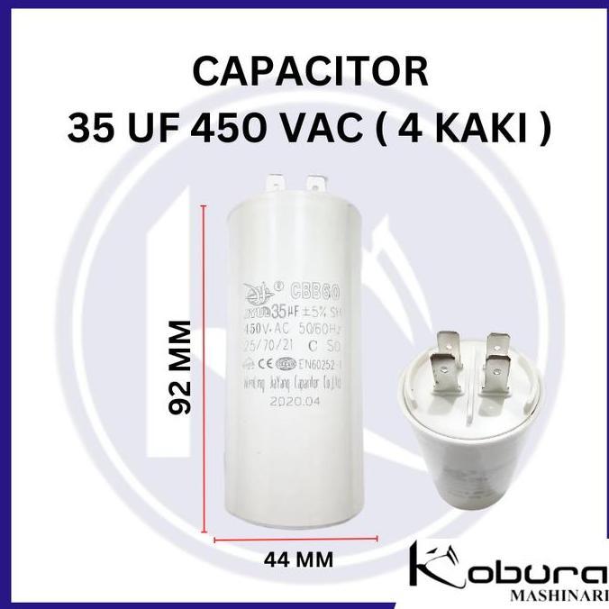 Capacitor CBB60 Kapasitor 35 UF 450 VAC 4 Kaki / 4 Pin Submersible Pump Untuk Mesin Elektromotor Pom
