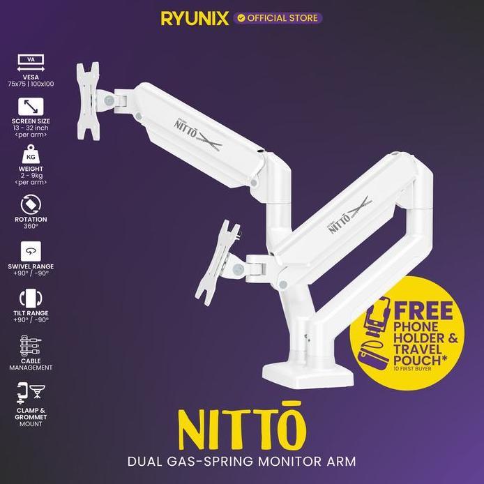 Sades Ryunix Monitor Arm Itto & Monitor Arm Dual Nitto