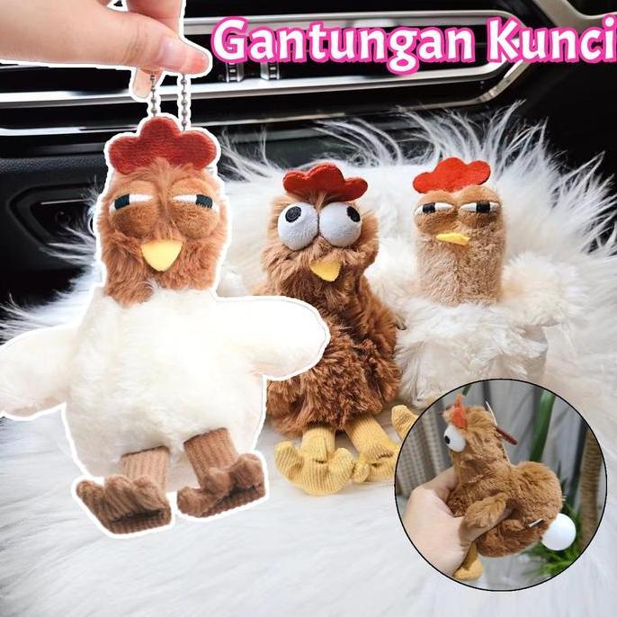 BermaBaby Mainan Penghilang Stres Gantungan Kunci Ayam Yang Bertelur Dengan Ayam Mewah Tiup Balon /G