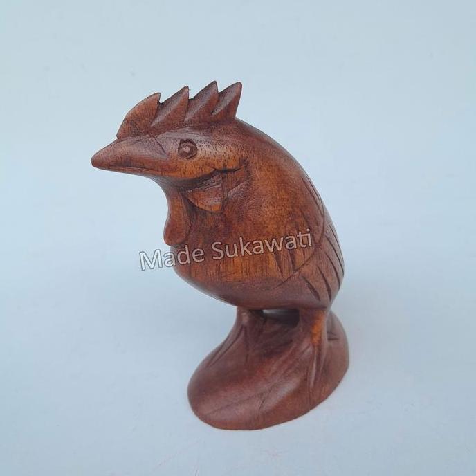 <<<<<] Patung kayu ayam jantan mini kerajinan ukiran kayu handmade Bali
