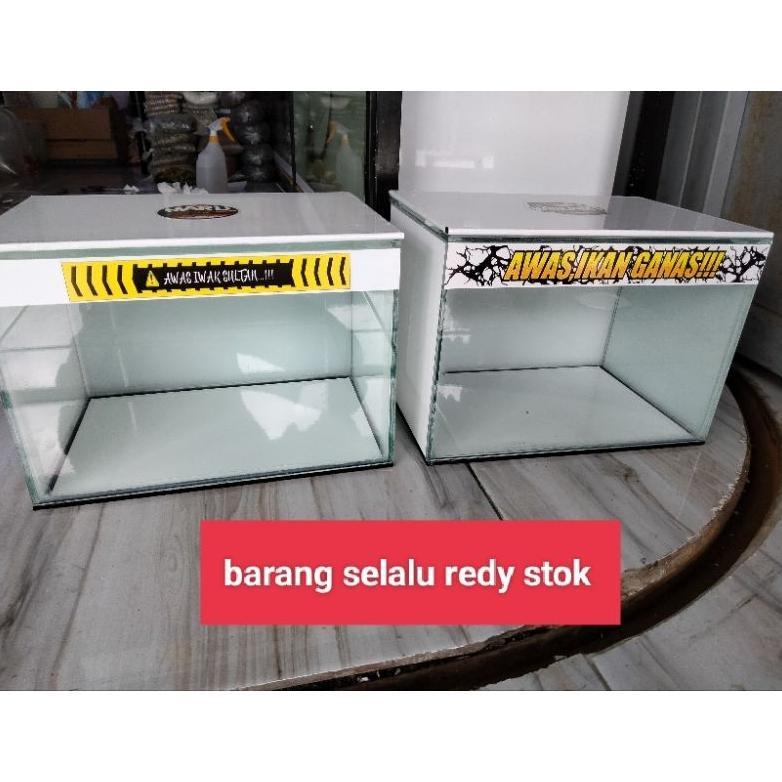[ZGR] AQUARIUM KACA 30X20X20 FULL BEGROUND PUTIH dan hitam KACA 5MILLI
