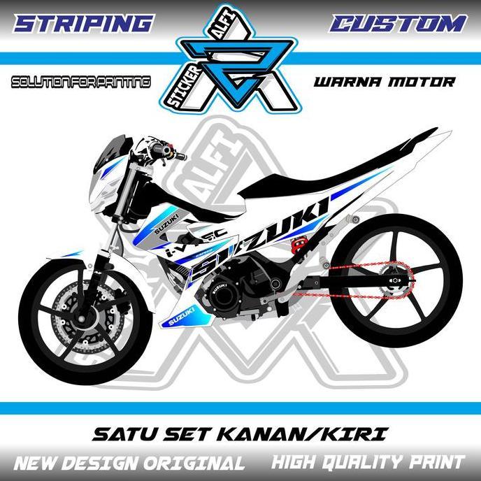 STRIPING VARIASI SUZUKI SATRIA FU FL SAYAP FULL STICKER SIMPEL CUSTOM RACING MOTOR SUZUKI SATRIA FU 