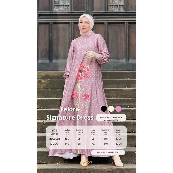 MDLY Baju gamis Muslim wanita Mewah The Felora Signature Dress By Mdly Nyaman Silk Original