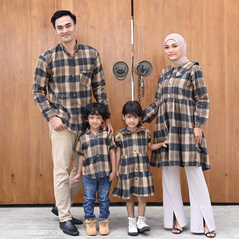 Naliza - Aiden Family Couple Flanel Tunik Dan Kemeja / Baju Couple Keluarga