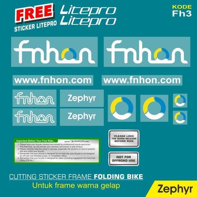 Cutting sticker frame sepeda lipat model Fnhon Zephyr.