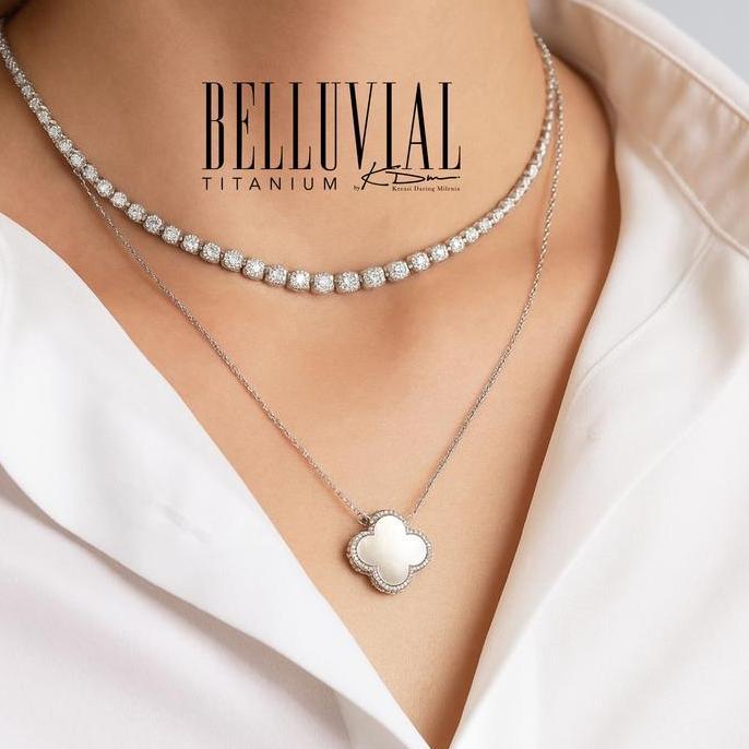 DV71 - Kalung Titanium - Belluvial titanium - Kalung - Necklace - Kalung Leher Clover - Tidak Berkar