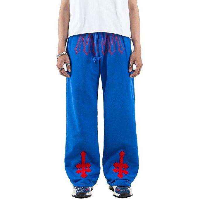 DENIMITUP H zigzag sweat pants - Sonic Blue - Celana panjang pria