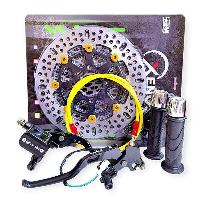 Paket Hemat 5In1 Piringan Cakram 260 Mm Master Rem Brembo Selang Rem Racing 95Cm Handgrip Honda Jalu