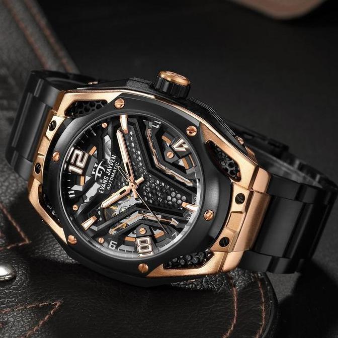 Evans Jayden Jam Tangan Pria 9621 Rantai Automatic Movement Stainless Steel Kaca Sapphire Chronograp