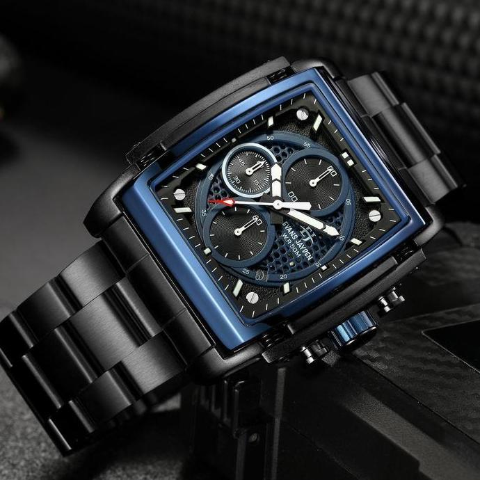 Jam Tangan Pria Evans Jayden 9619 Rantai Stainless Steel Chronograph Kaca Sapphire Water Resistant 5