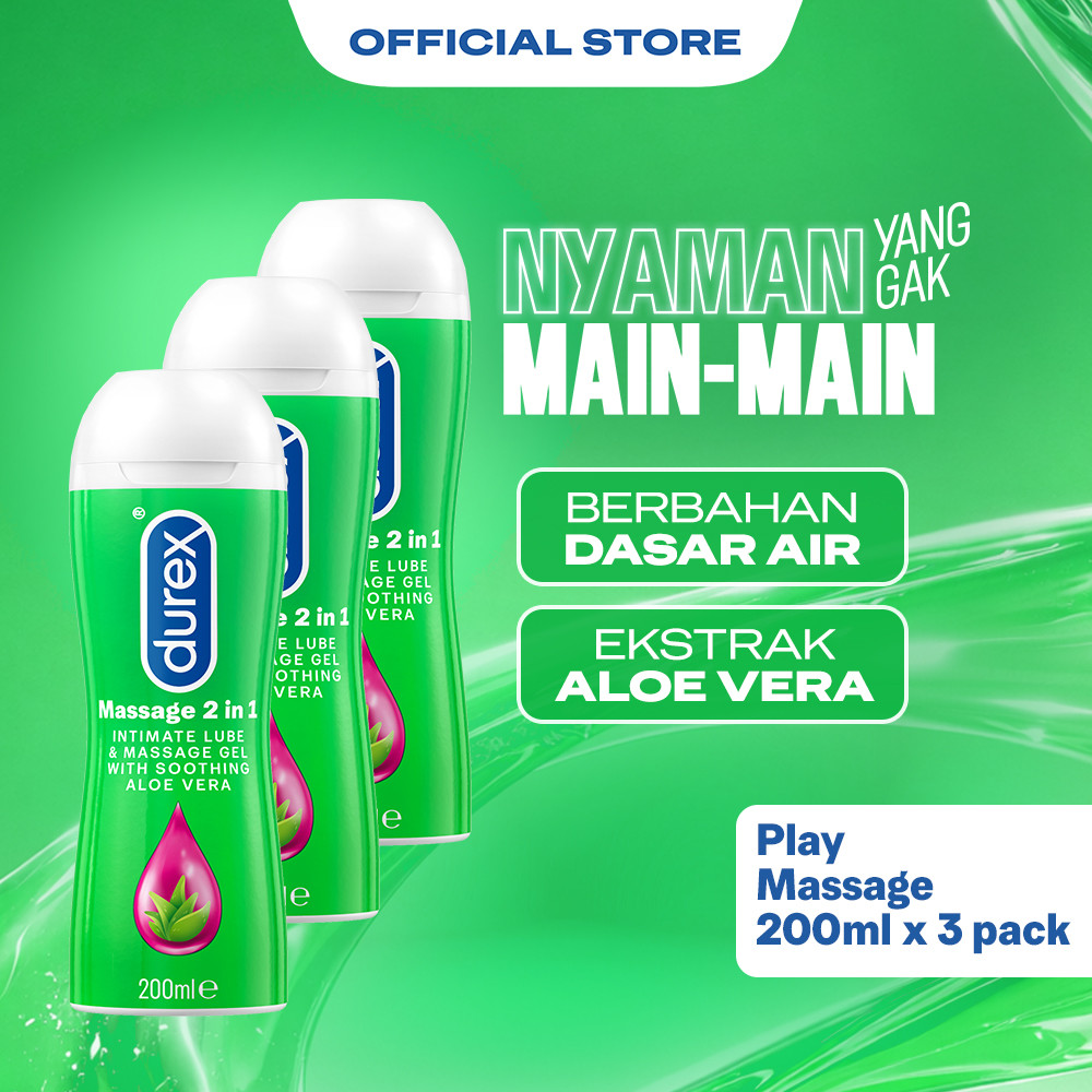 Durex Play Massage Pelumas Gel Seks Pria & Wanita 200ml (3 pcs) Bottle - Lubricant Water Based