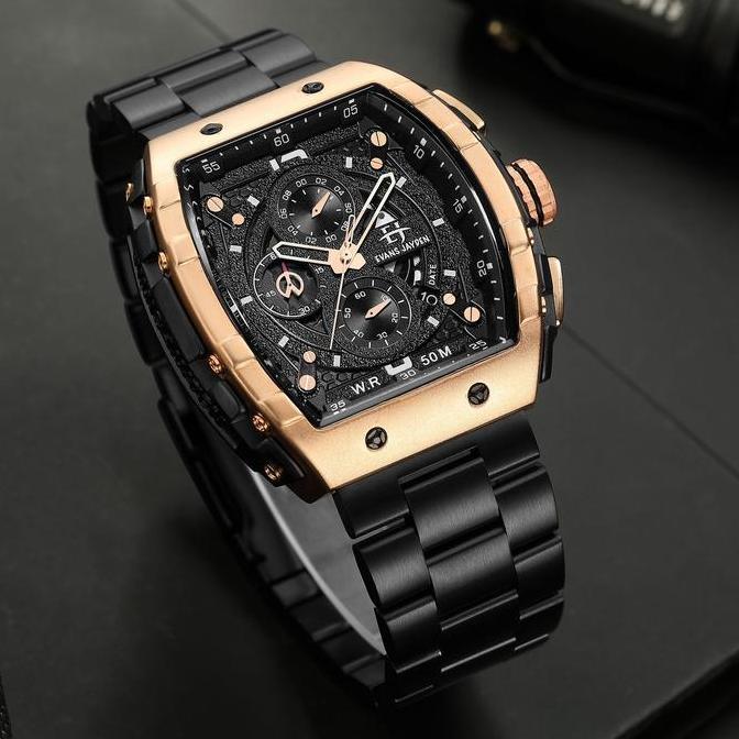 Evans Jayden Jam Tangan Pria 9554-1 Rantai Stainless Steel Kaca Sapphire Chronograph Water Resistant