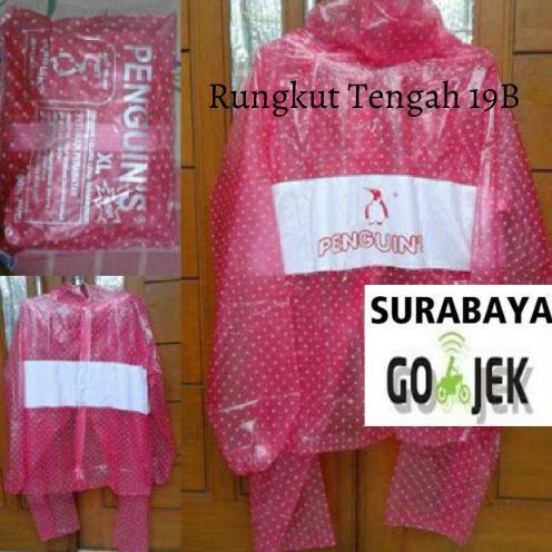 jas hujan Pinguin polkadot setelanan celana