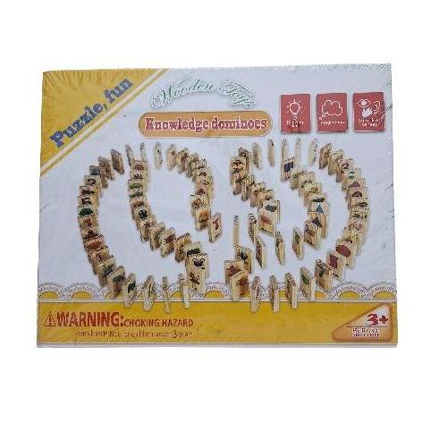 [capt] Mainan Interaktif Orang Tua Anak Permainan Susun Puzzle Balok Kayu Domino Gambar Ilmu Pengeta