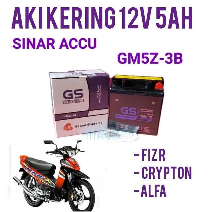 basahimankaluma - aki motor fiz r, crypton, alfa aki gs grand supreme gm5z-3b aki kering 12v 5ah acc