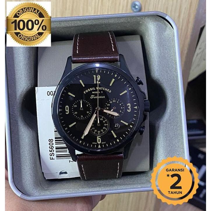 Forrester FS5608 Chronograph Men Brown Leather original terlaris