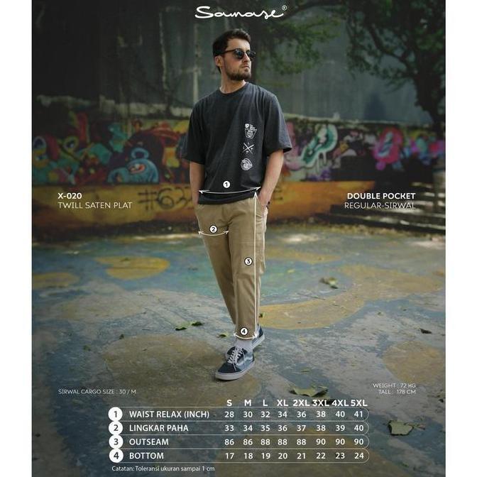 SAMASE X020 Sirwal Double Pocket Slimfit Twill Satenflat Sirwal Big Size