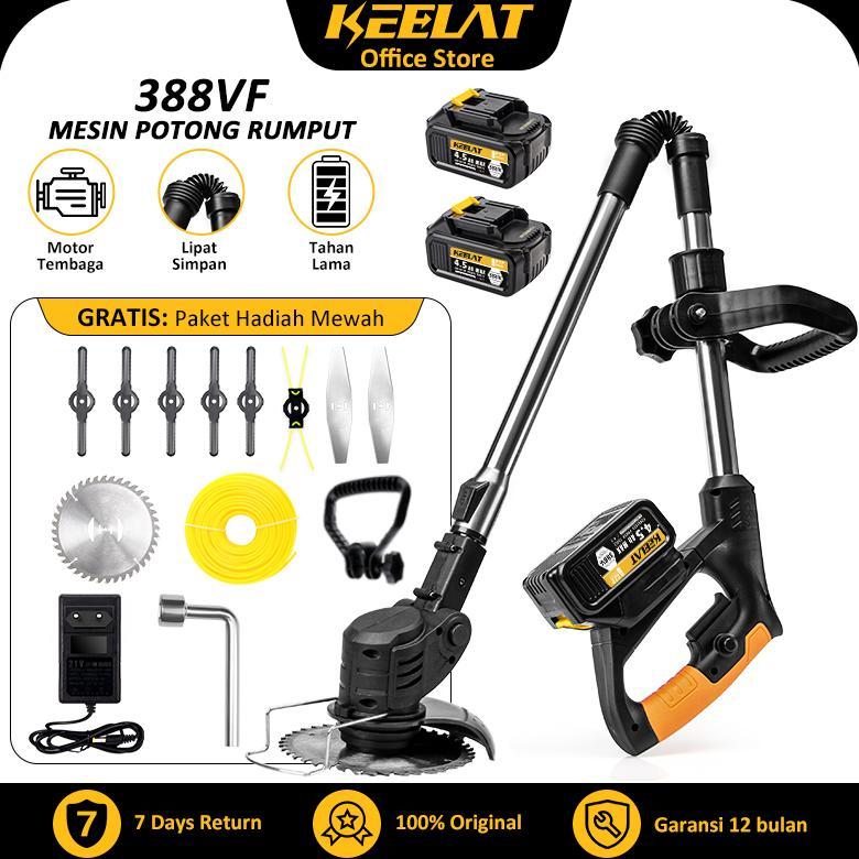 ARN KEELAT 388V/288V/188VMesin Potong Rumput  Listrik Pemangkas Rumput dengan Baterai Li-ion MT Bate