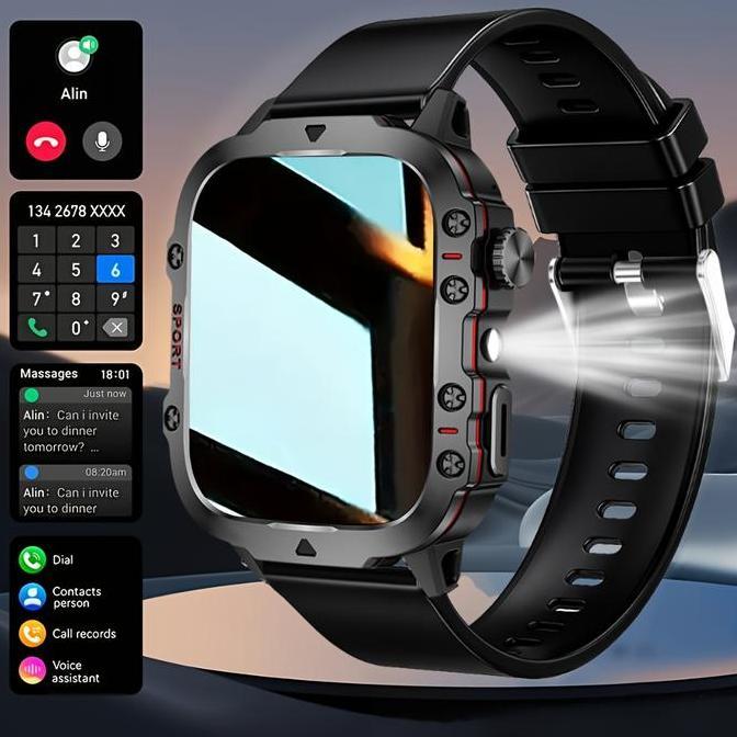 Jam Tangan Pintar Pria Militer Tangguh Original Baru, Jam Tangan Pintar Olahraga dengan Panggilan Bl