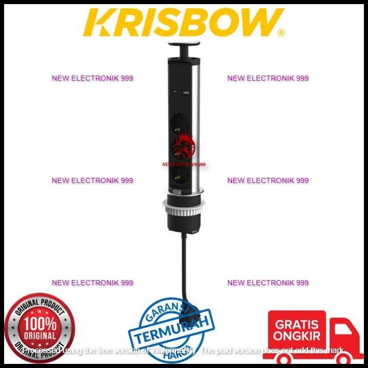 BEST DEAL KRISBOW STOP KONTAK MEJA USB SAKLAR MEJA USB STOPKONTAK TABLE SOCKET BLACK HITAM 