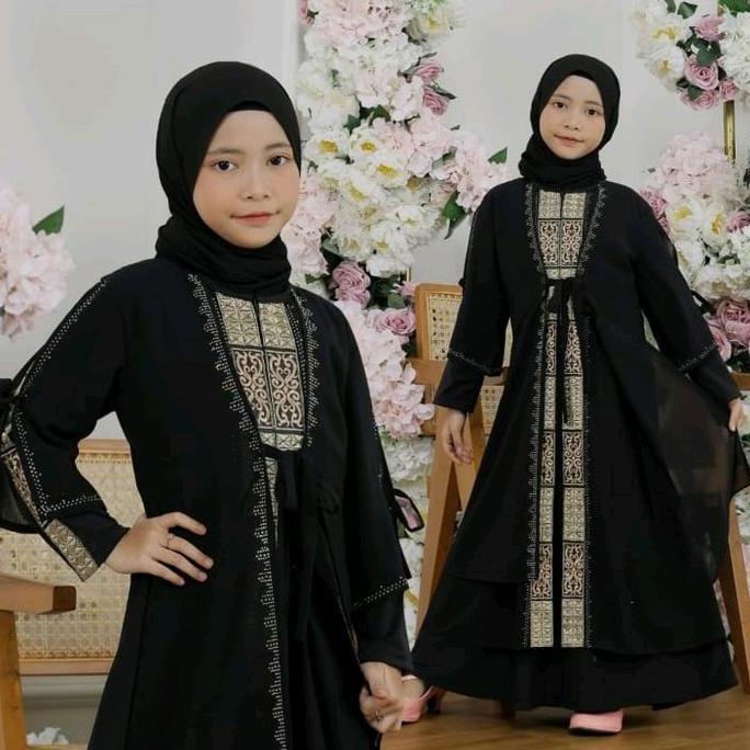 Gamis Abaya Anak 1327 Cocok Buat Pesta pengajian dll - Baju Muslim Mewah Nyaman Dipakai Untuk Usia 5